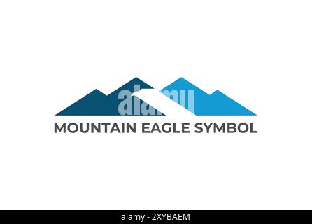 Simple Minimalist Mountain Iceberg Eagle Hawk Falcon Icon Illustration Stock Vector