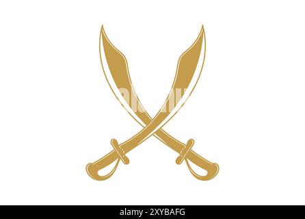 Vintage Retro Crossed Saber Scimitar Sword Icon Illustration Stock Vector