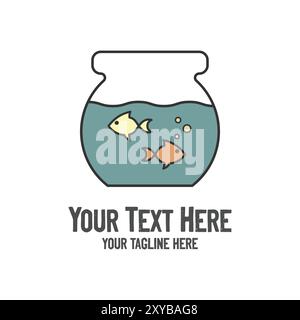 Simple Minimalist Fish Jar for Aquarium Icon Illustration Vector Stock Vector
