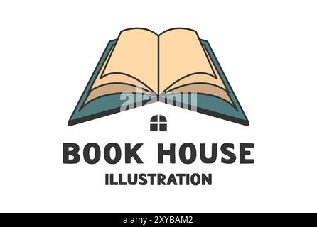 Simple Minimalist Book House Library for University School Science Education Icon Illustration Stock Vector