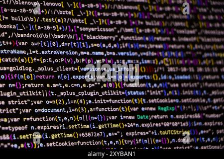 Programming code abstract screen of software developer. Computer script Stock Photo