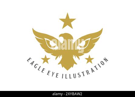 Golden Spread Wings Eagle Hawk Falcon Phoenix Icon Illustration Stock Vector
