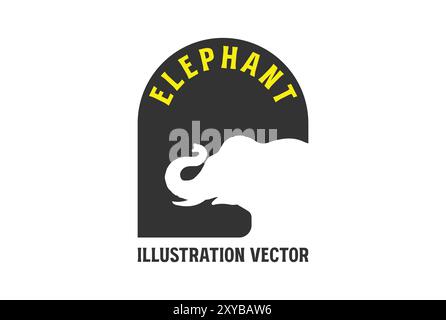 Simple Minimalist Elephant Silhouette Illustration Vector Stock Vector