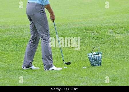 In practice tee on the golf course Stock Photo