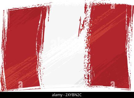 Peru national flag created in grunge style Stock Photo