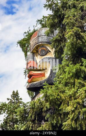 Haida totem pole at Alberta Legislature Bulding Edmonton Alberta Canada Stock Photo