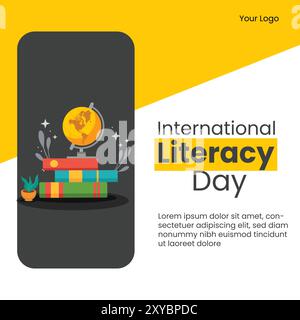 International literacy day, 8th sept international literacy day, literacy day, international literacy day banner, literacy day social media post Stock Vector
