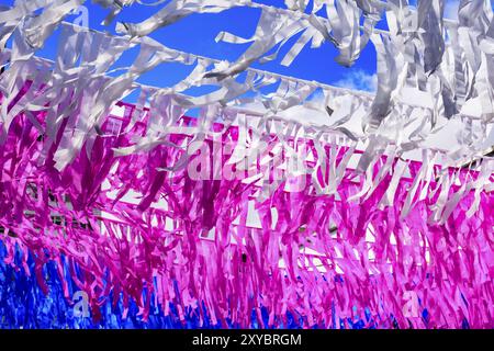 Colored ribbons stuck on top decorating a party a popular party Stock Photo