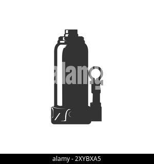 Vintage Retro Isolated Car Bottle Hydraulic Jack for Garage Workshop Repair Service Icon Illustration Vector Stock Vector