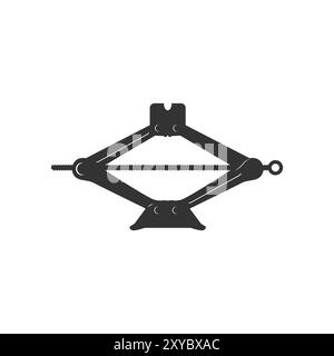 Vintage Retro Isolated Car Screw Jack for Garage Workshop Repair Service Icon Illustration Vector Stock Vector