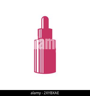 Vintage Little Serum Extract Bottle Silhouette Illustration Vector Stock Vector