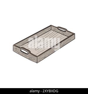 Vintage Retro Rectangle Wooden Drink or Food Serving Tray Icon Illustration Vector Stock Vector