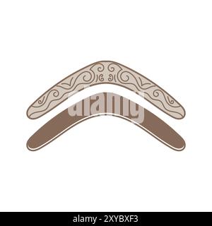 Vintage Retro Australian Aborigine Weapon, Boomerang Icon Illustration Vector Stock Vector