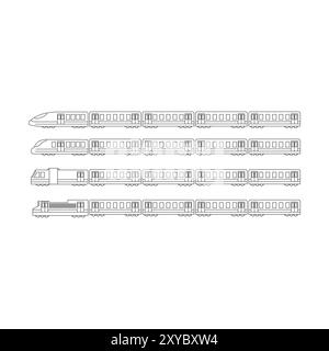 Set of Subway Train Line Outline Icon Illustration Vector Stock Vector