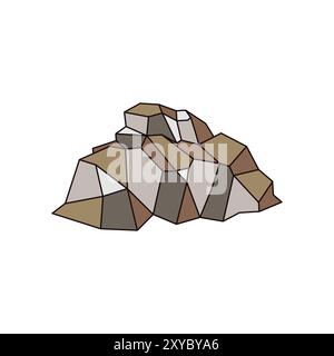 3D Geometric Isometric Stone Rock Icon Illustration Vector Stock Vector