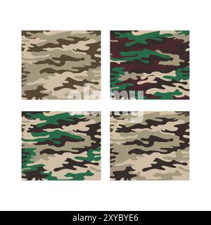 Seamless Camouflage Pattern Army Military Motif Background for Camo Khaki. Vector Illustration Stock Vector