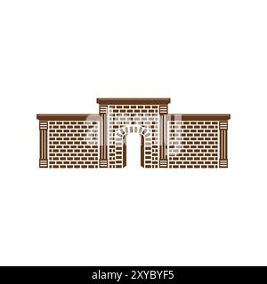 Ancient Old Brick Wall Royal Kingdom Castle Gate Illustration Vector ...