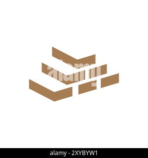 Simple Minimalist Geometric Pile of Brick Stone Illustration Vector Stock Vector