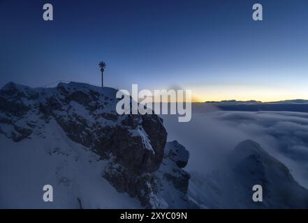 Sunrise on the Zugspitze Stock Photo