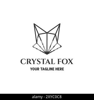 Geometric Modern Gem Stone Diamond Fox Dog Wolf Head Line Outline Logo Design Vector Stock Vector