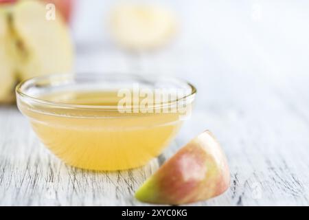 Portion of fresh made Applesauce (close-up shot) on vintage background Stock Photo