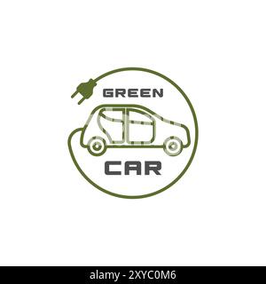 Electric Car Renewable Green Energy Symbol Icon Illustration Vector Stock Vector