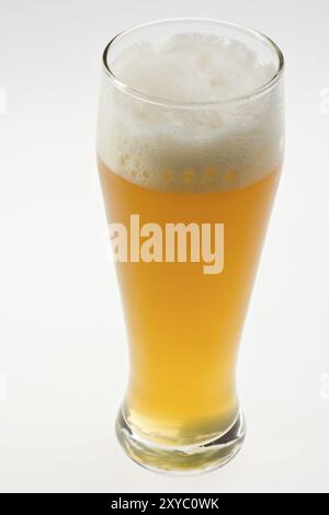 Glass of bavarian wheat beer isolated on white Stock Photo