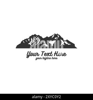 Retro Vintage Ice Snow Rock Mountain for Outdoor Adventure Icon Illustration Vector Stock Vector
