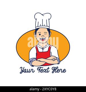 Man Male Cute Funny Chef for Food Cooking Restaurant or Bakery Mascot Character Icon Illustration Vector Stock Vector