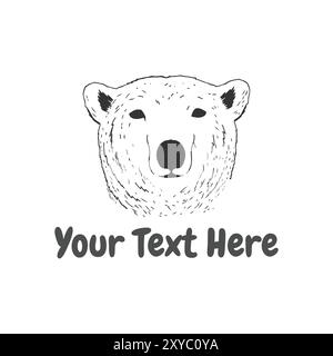 Retro Vintage Hand Drawn Sketch of Ice Polar Grizzly Bear Head Face Icon Illustration Vector Stock Vector