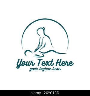 Abstract Simple Minimalist Human Relaxation Massage for Spa Yoga Wellness Icon Logo Symbol Illustration Vector Stock Vector