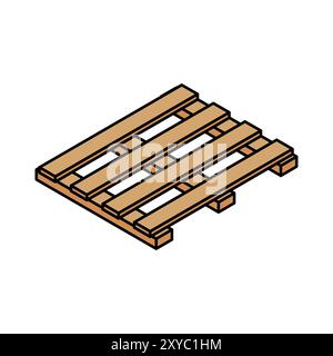 3d Isometric Isolated Wooden Pallet on white background. Vector Illustration Stock Vector