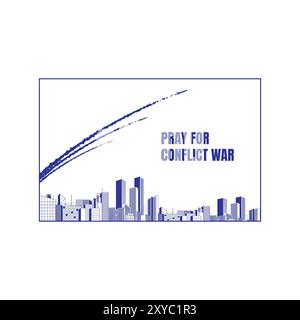 Missiles Launch to Bomb the City Background Illustration for Stop War Poster Stock Vector