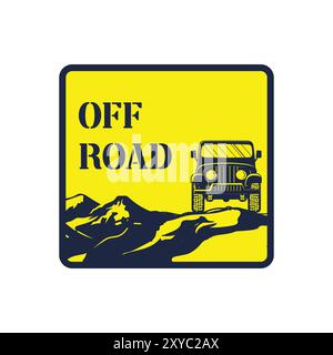 Mountain Desert Outdoor with Off Road Car for Adventure Sticker or T Shirt Illustration Vector Stock Vector