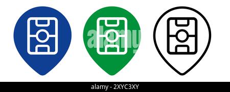 soccer football field match stadion location map pin symbol icon isolated Stock Vector