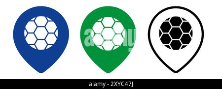soccer football field location map pin symbol icon isolated Stock Vector