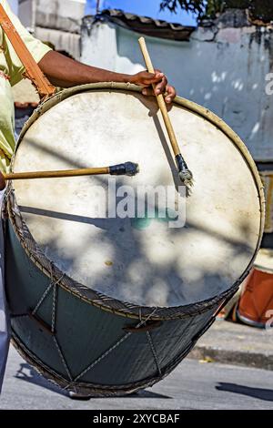 Drums players in a Brazilian folk festival in honor of Saint George in the state of Minas Gerais Stock Photo