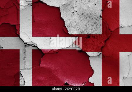 Flags of England and Denmark painted on cracked wall Stock Photo - Alamy