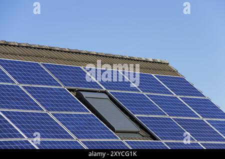 Solar panels on the roof of a house Stock Photo