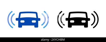 Car sensor wireless lidar laser connected automotive autonomous road radar icon blue black simple front view Stock Vector