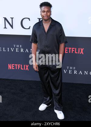 HOLLYWOOD, LOS ANGELES, CALIFORNIA, USA - AUGUST 28: Jonathan Peter arrives at the Los Angeles Premiere Of Netflix's 'The Deliverance' held at the Netflix Tudum Theater on August 28, 2024 in Hollywood, Los Angeles, California, United States. (Photo by Xavier Collin/Image Press Agency) Stock Photo