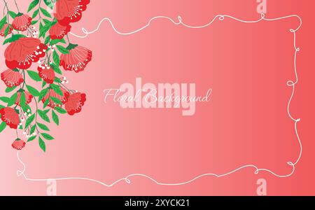 Gradient red floral background with border Stock Vector