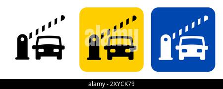 Car gate barricade symbol icon of checkpoint car park entrance Stock Vector