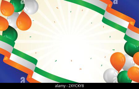 Independence or Republic day background with decoration with flag and balloons Stock Vector