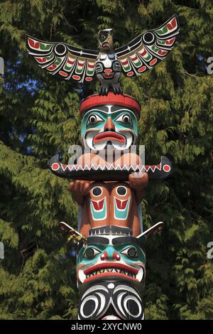 Totem pole in Stanley Park in Vancouver Canada Stock Photo