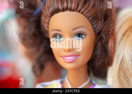 Close-up of a Barbie Doll Face Stock Photo