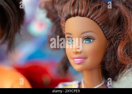 Close-up of a Barbie Doll Face Stock Photo