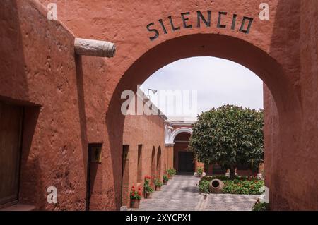 Entrance to the Novice Cloister of Santa Catalina monastery in Arequipa, Peru, South America Stock Photo