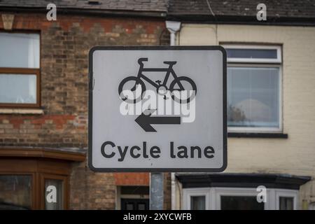 Sign: Cycle Lane, seen in Taunton, Somerset, England, UK Stock Photo