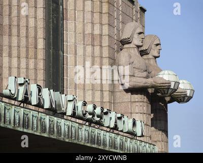 Helsinki Central Station is the largest terminus station in Finland. The station building was completed in 1919 according to plans by architect Eliel Stock Photo